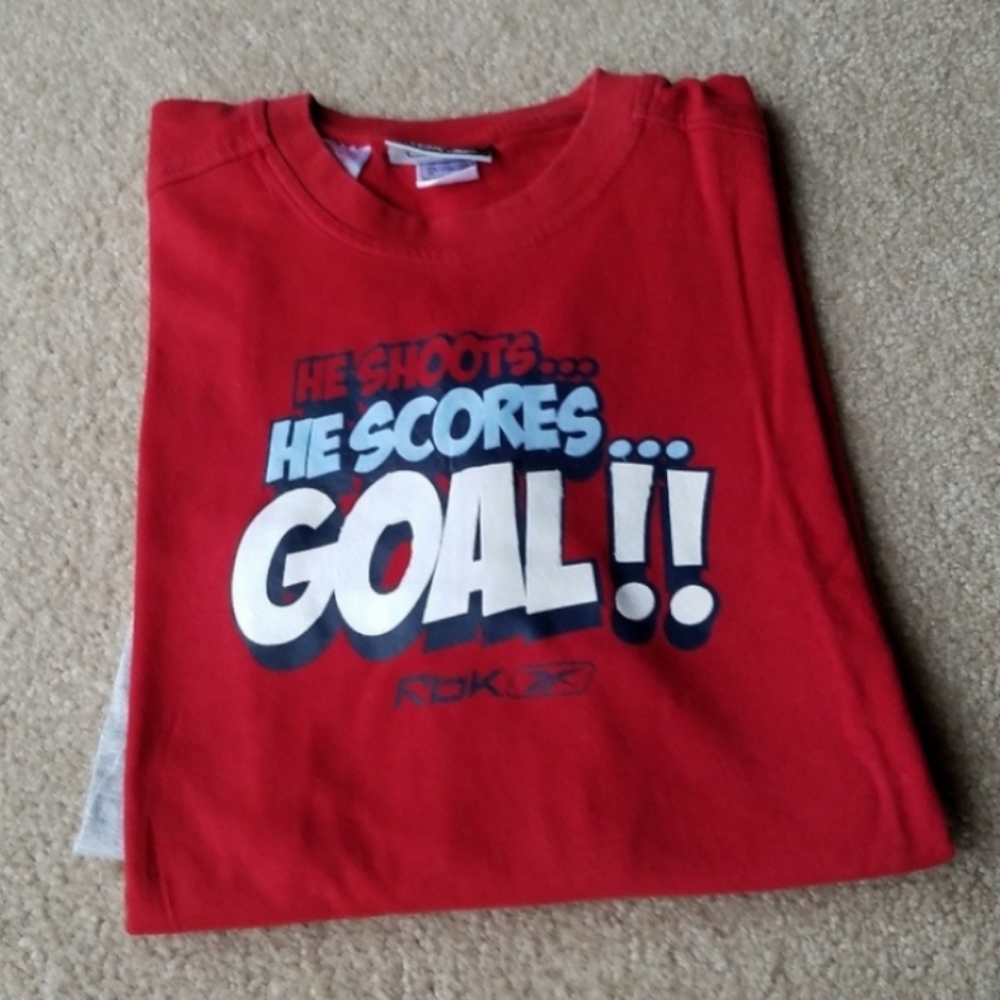 Reebok Red Soccer Goal Long sleeve T-shirt size 16 Like NEW